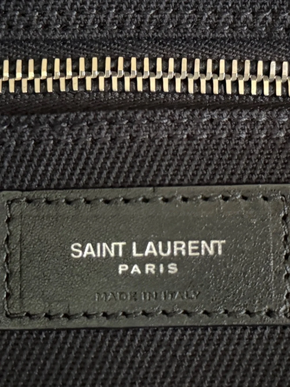 Saint Laurent YSL Rive Gauche Black White Canvas Logo Leather Tote Bag